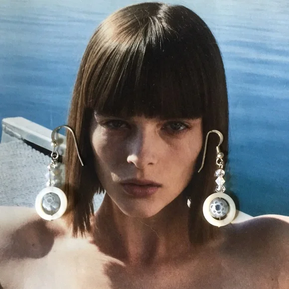 Beautiful vintage sterling silver 925 malifori mother of pear earrings, - Picture 4 of 4